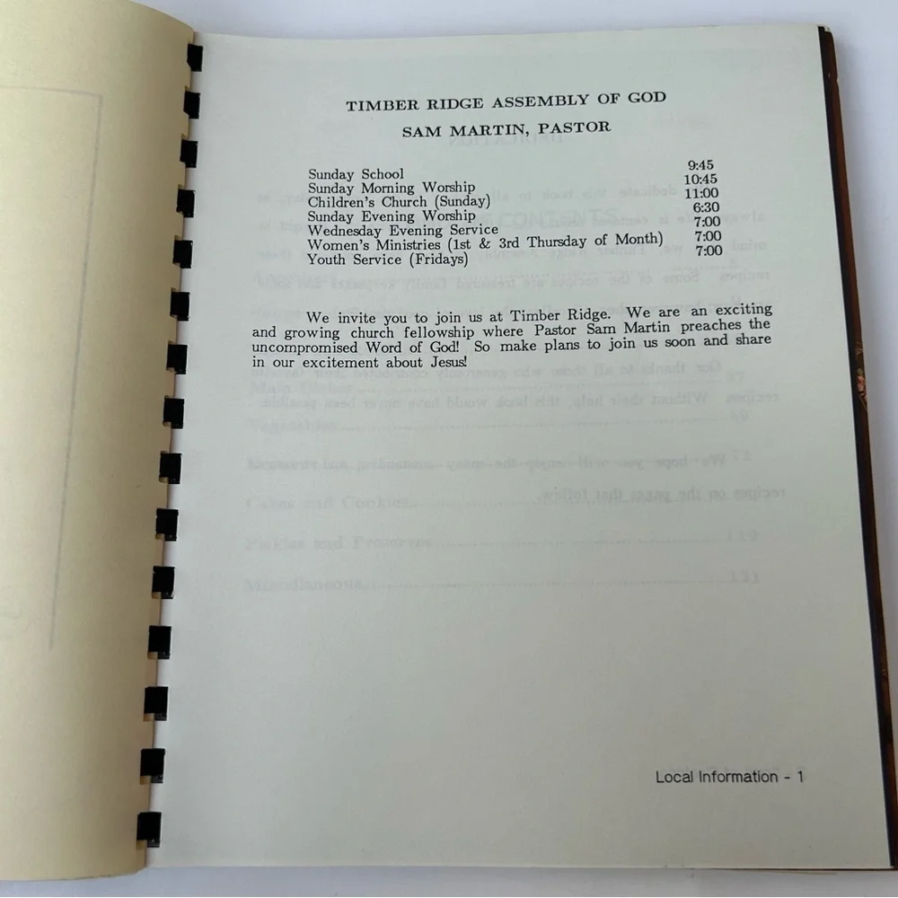 Spirit Of Cooking Timber Ridge Assembly Of God Catoosa Church Cookbook Vintage